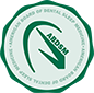 The image shows a circular logo with a green border, featuring a stylized white letter A inside a larger white circle, and below it, there is text that reads BOARD OF DENTAL SLEEP MEDICINE in capital letters.